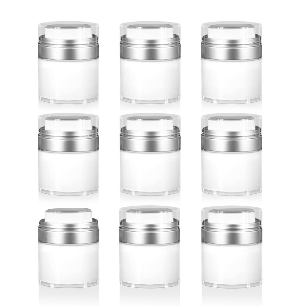 Cosmetic Packaging Now Echo Airless Jar, 30 ML, with Matte Silver Collar (84 Pack)