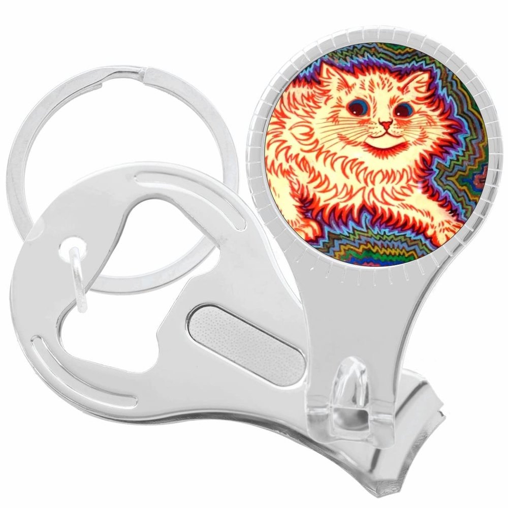 Louis Wain Psychedelic Cat Nail Clippers Plus Bottle Opener Keychain