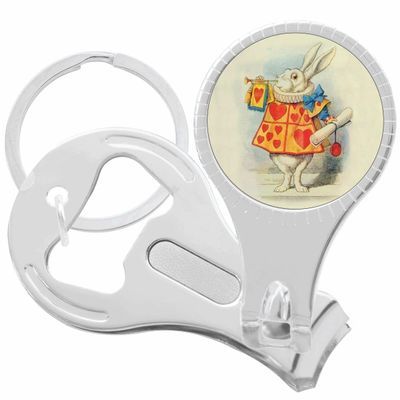 White Rabbit Announcement by Lewis Carroll Nail Clippers Plus Bottle Opener Keychain