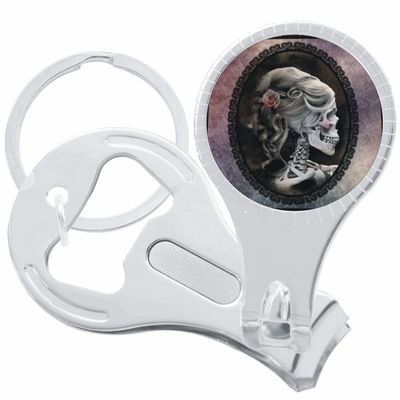 Skull Cameo Nail Clippers Plus Bottle Opener Keychain