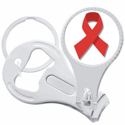 Red Ribbon Nail Clippers Plus Bottle Opener Keychain