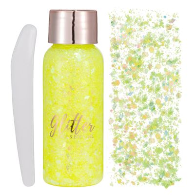 GL-Turelifes Mermaid Sequins Chunky Glitter Liquid Eyeshadow Glitter Body Gel Festival Glitter Cosmetic Face Hair Nails Makeup Long Lasting Sparkling 30g (#105 Yellow)