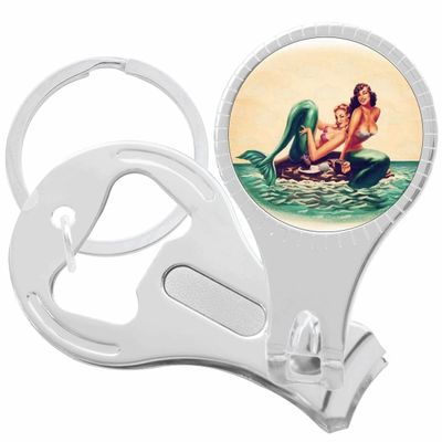 Vintage Mermaids Nail Clippers Plus Bottle Opener Keychain