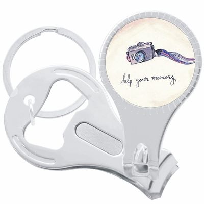 Help Your Memory Camera Nail Clippers Plus Bottle Opener Keychain