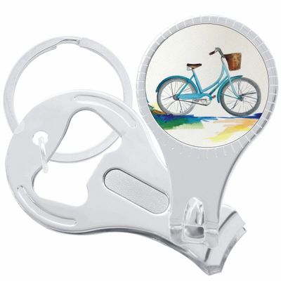 Watercolor Bicycle Bike Nail Clippers Plus Bottle Opener Keychain