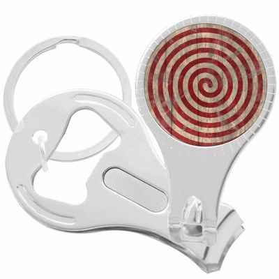 Red Swirl Pattern Nail Clippers Plus Bottle Opener Keychain