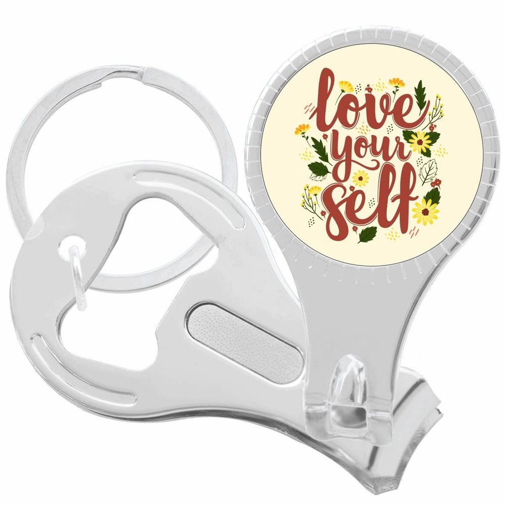 Love Your Self Nail Clippers Plus Bottle Opener Keychain