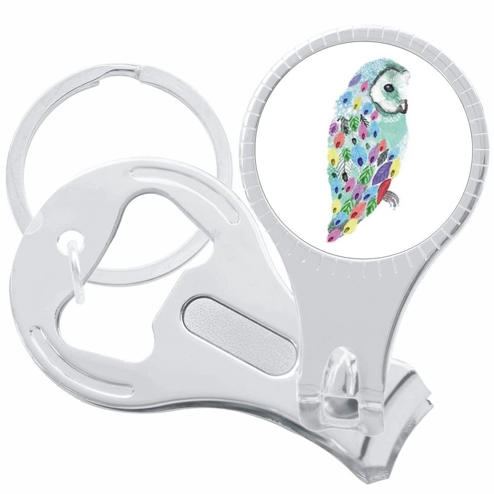 Rainbow Owl Nail Clippers Plus Bottle Opener Keychain