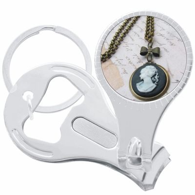 Antique Cameo Nail Clippers Plus Bottle Opener Keychain