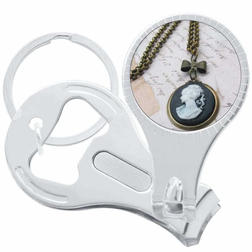 Antique Cameo Nail Clippers Plus Bottle Opener Keychain
