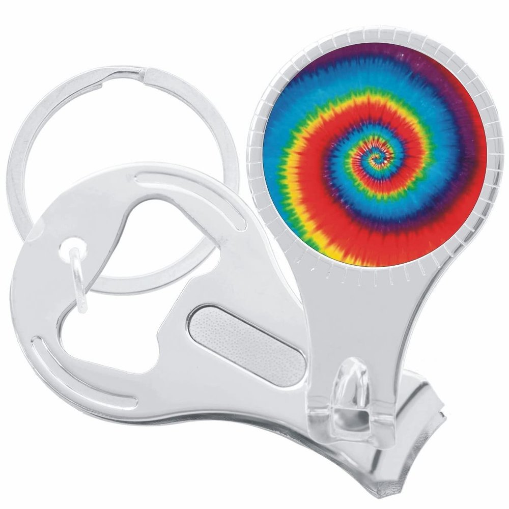 Tie Dye Swirl Nail Clippers Plus Bottle Opener Keychain