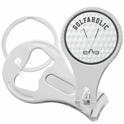 Golfaholic Nail Clippers Plus Bottle Opener Keychain