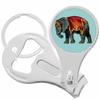 Vintage Elephant on Blue Nail Clippers Plus Bottle Opener Keychain view 1