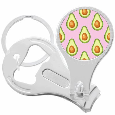 Avocados Pink Background Nail Clippers Plus Bottle Opener Keychain