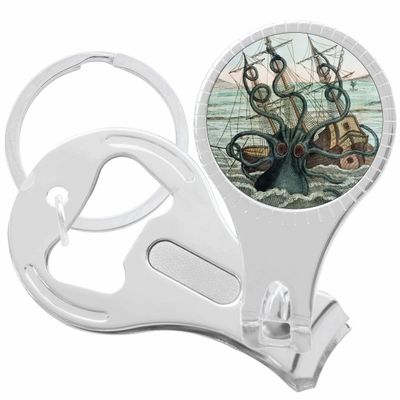 Kraken Octopus Ship Nail Clippers Plus Bottle Opener Keychain