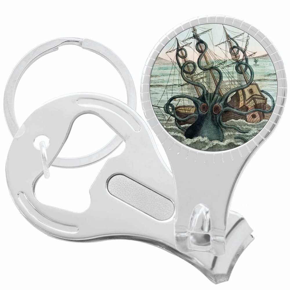 Kraken Octopus Ship Nail Clippers Plus Bottle Opener Keychain
