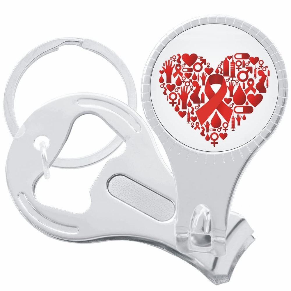 Heart Medical Cancer Nail Clippers Plus Bottle Opener Keychain