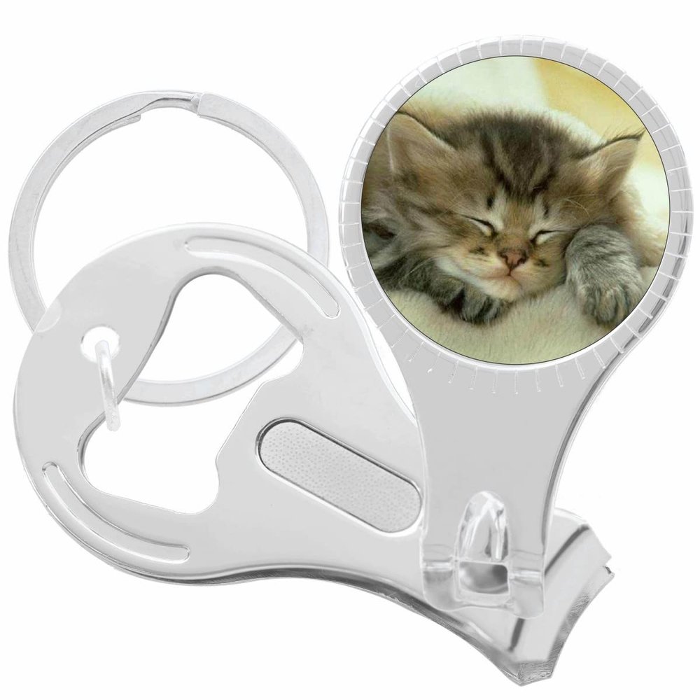 Napping Kitty Cat Nail Clippers Plus Bottle Opener Keychain