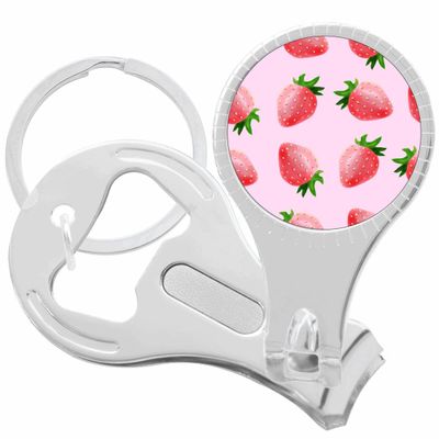 Strawberry Pattern Nail Clippers Plus Bottle Opener Keychain