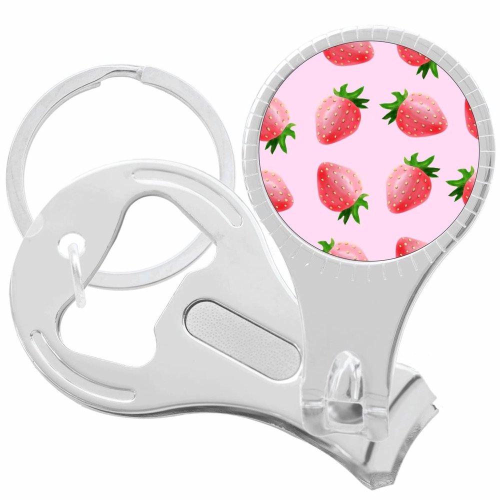 Strawberry Pattern Nail Clippers Plus Bottle Opener Keychain