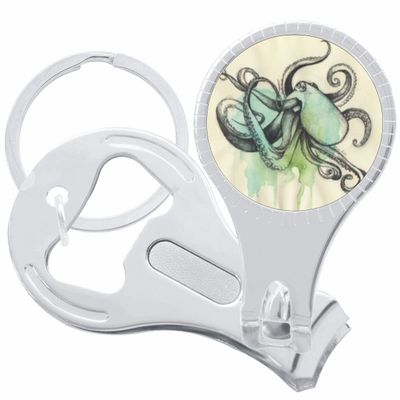 Blue Green Octopus Nail Clippers Plus Bottle Opener Keychain