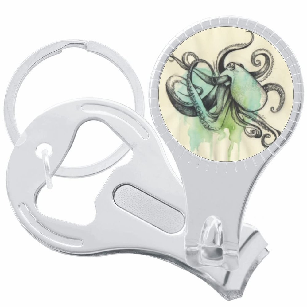 Blue Green Octopus Nail Clippers Plus Bottle Opener Keychain