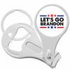 Lets Go Brandon on White Nail Clippers Plus Bottle Opener Keychain view 1