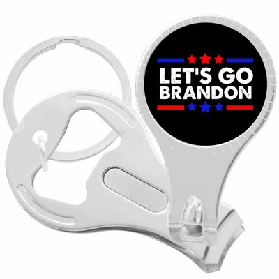 Lets Go Brandon on Black Nail Clippers Plus Bottle Opener Keychain