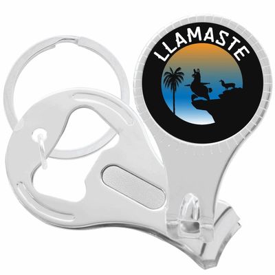 Llamaste Sunrise Palm Tree Llama Nail Clippers Plus Bottle Opener Keychain