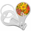 Vintage Flower Pattern Nail Clippers Plus Bottle Opener Keychain view 1