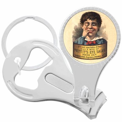 Apothecary Eye Salve Vintage Nail Clippers Plus Bottle Opener Keychain