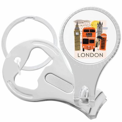 London Nail Clippers Plus Bottle Opener Keychain