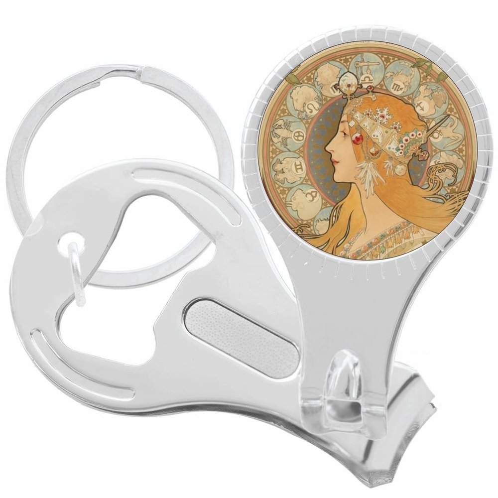 Art Nouveau La Plume Nail Clippers Plus Bottle Opener Keychain