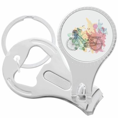 Watercolor Bicycle Nail Clippers Plus Bottle Opener Keychain