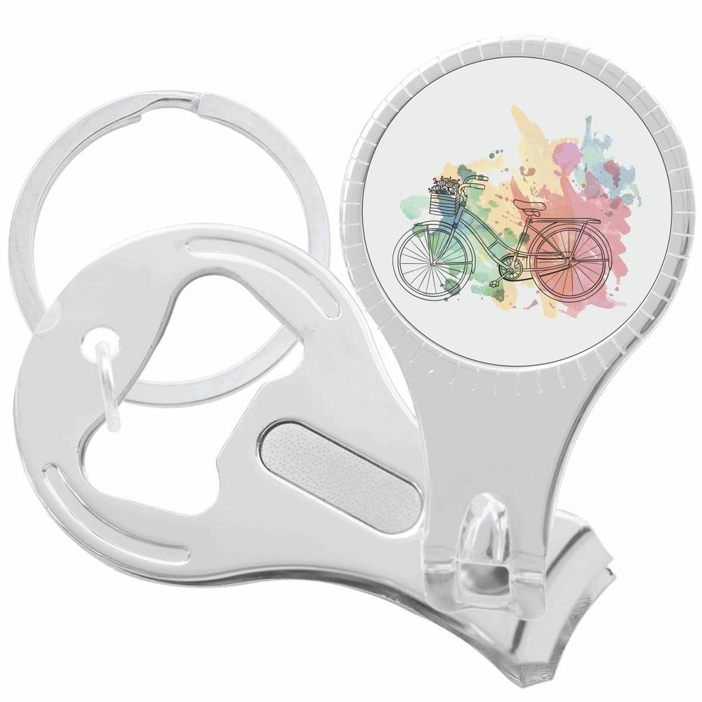 Watercolor Bicycle Nail Clippers Plus Bottle Opener Keychain