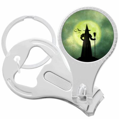 Black Witch Green Moon Nail Clippers Plus Bottle Opener Keychain