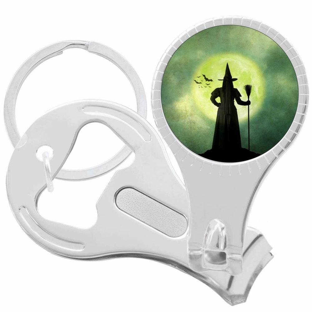 Black Witch Green Moon Nail Clippers Plus Bottle Opener Keychain