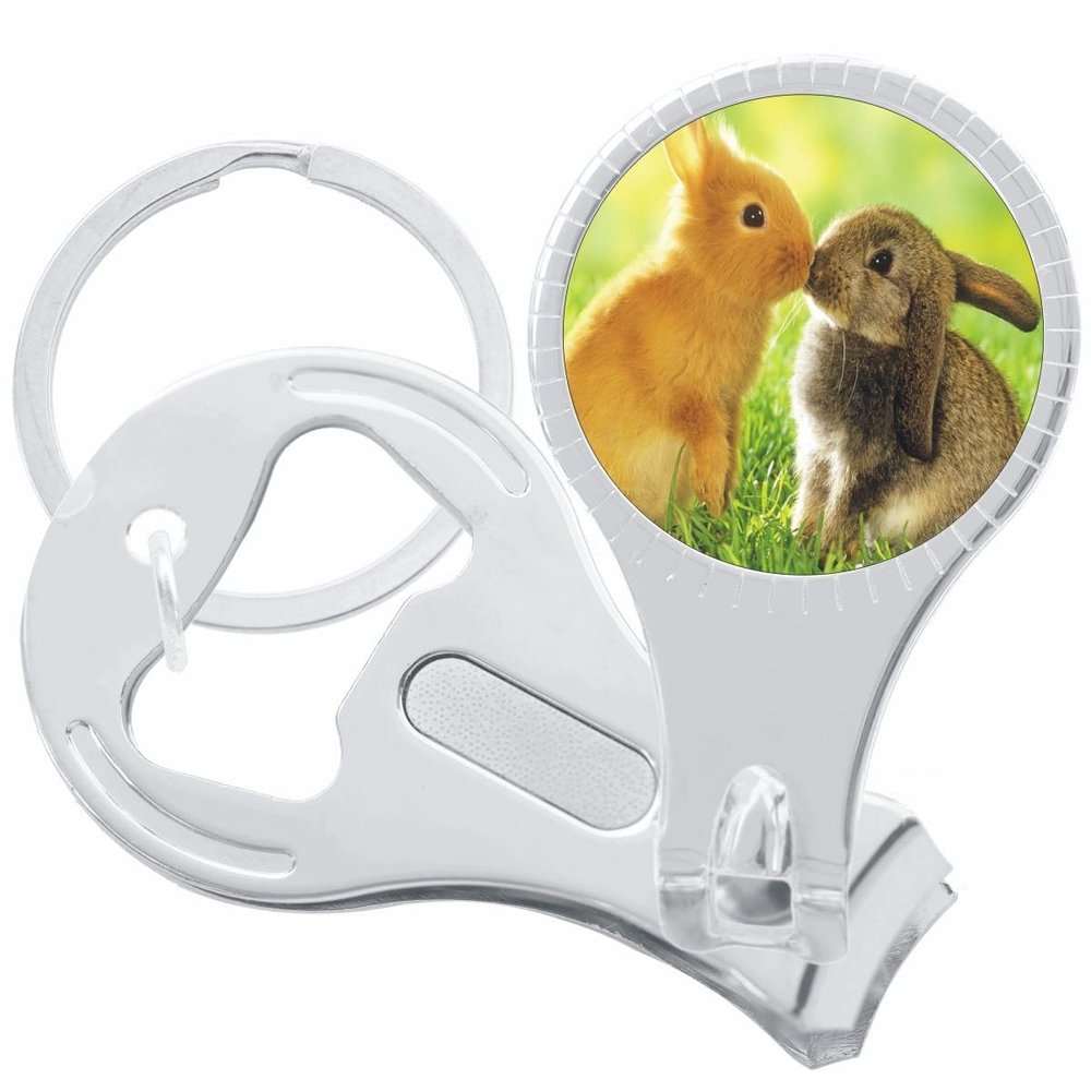 Bunnies Kissing Nail Clippers Plus Bottle Opener Keychain