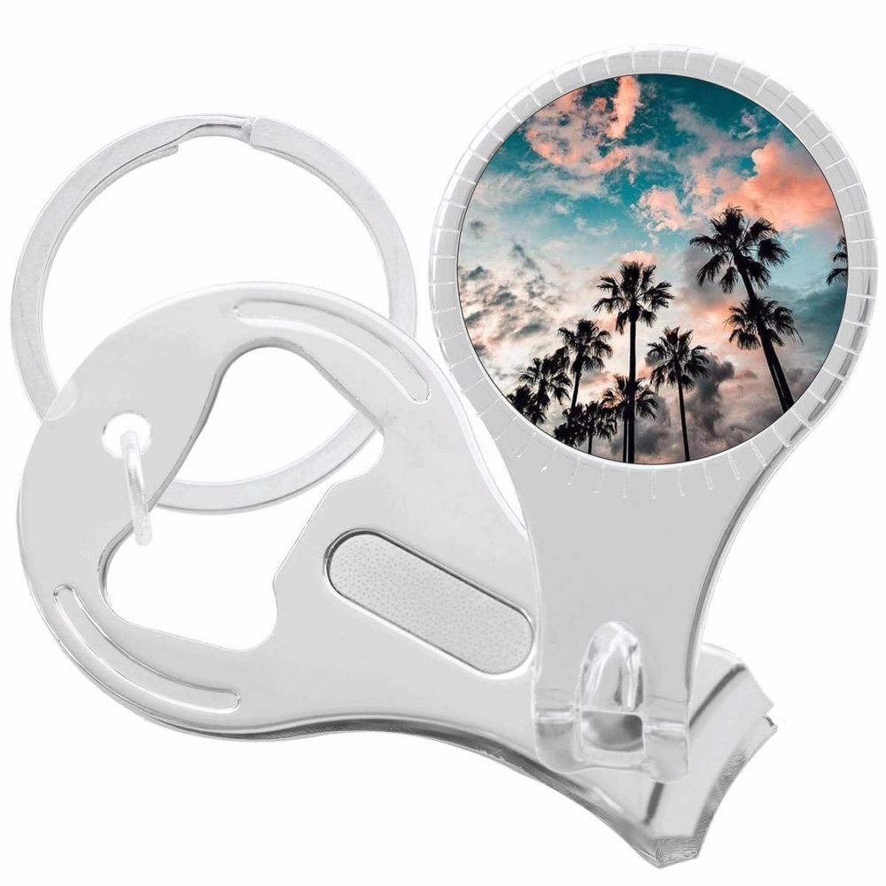 Palm Trees Nail Clippers Plus Bottle Opener Keychain