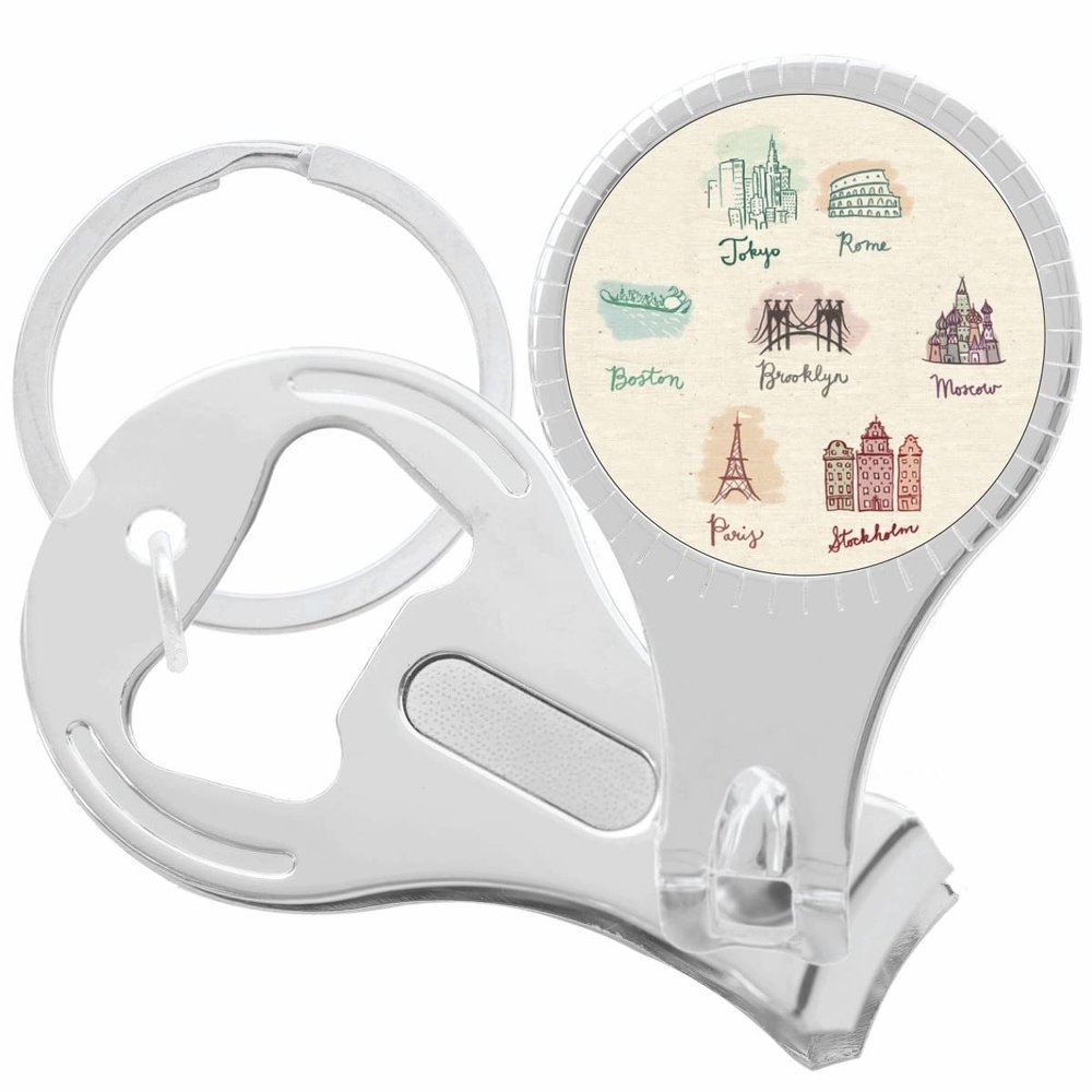 Travel Cities Nail Clippers Plus Bottle Opener Keychain