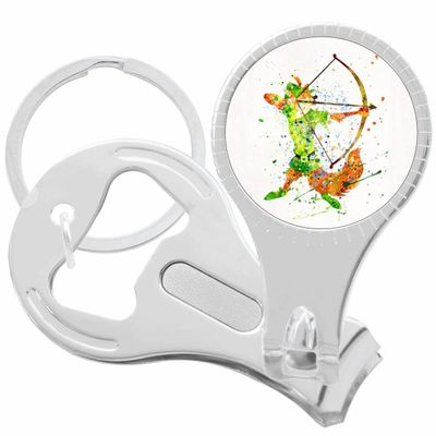 Robin Hood Bow and Arrow Watercolor Nail Clippers Plus Bottle Opener Keychain