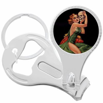 Vintage Pin Up Girl Weird Tales Nail Clippers Plus Bottle Opener Keychain