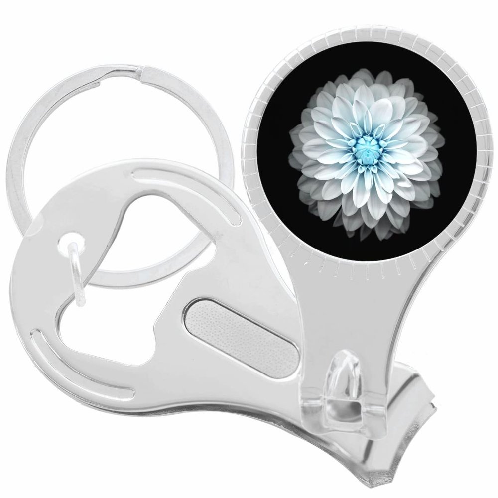 Flower on Black Nail Clippers Plus Bottle Opener Keychain