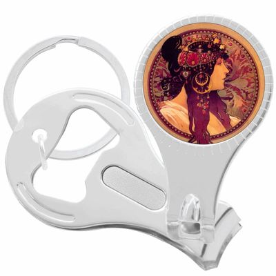 Art Nouveau Donna Orecchini Nail Clippers Plus Bottle Opener Keychain