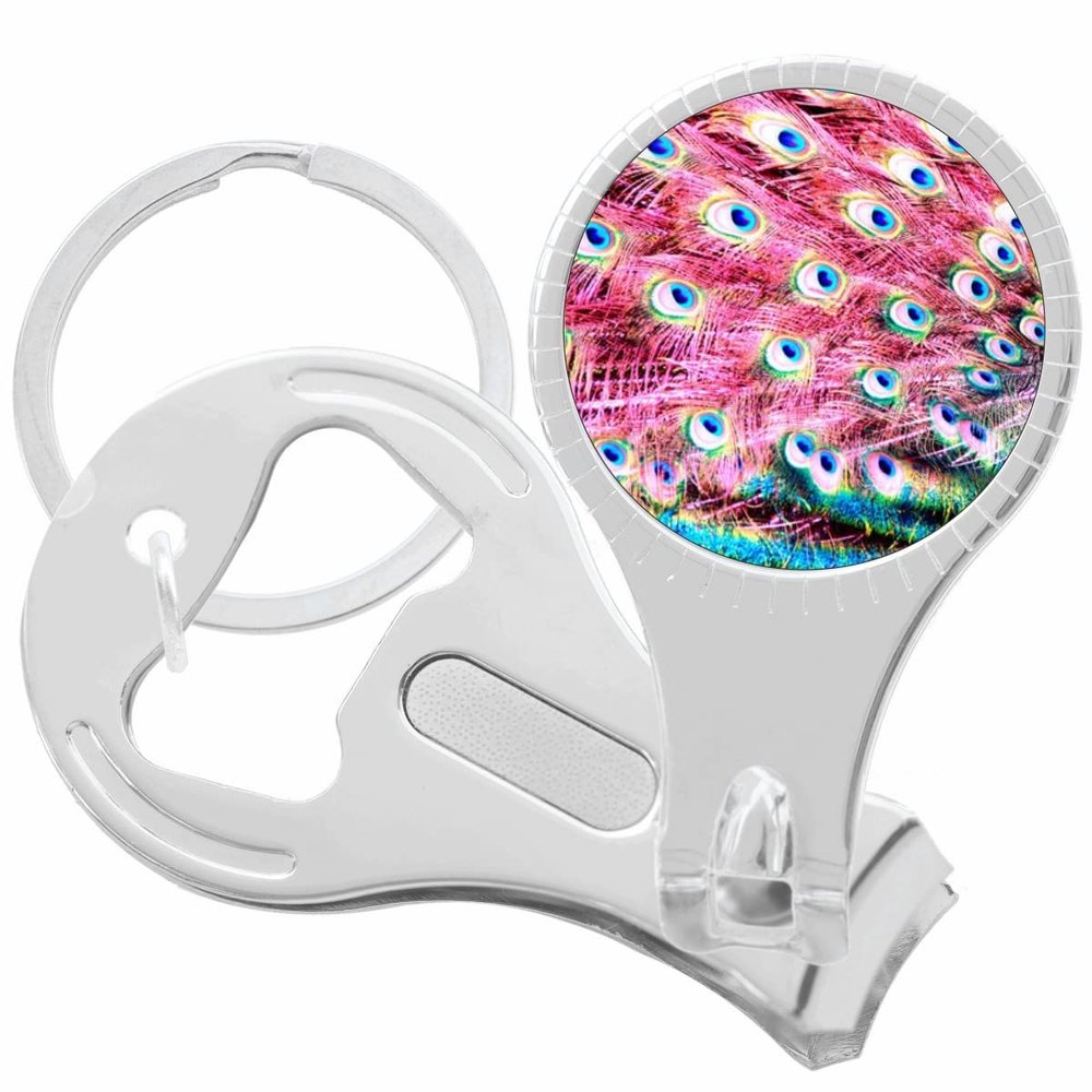 Peacock Feathers Nail Clippers Plus Bottle Opener Keychain