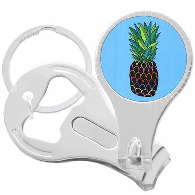 Pineapple on Blue Nail Clippers Plus Bottle Opener Keychain