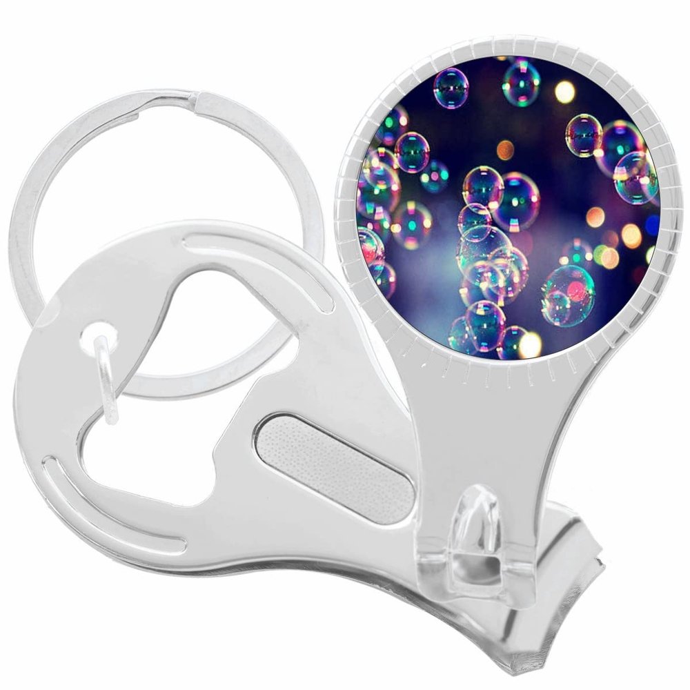 Rainbow Bubbles Nail Clippers Plus Bottle Opener Keychain