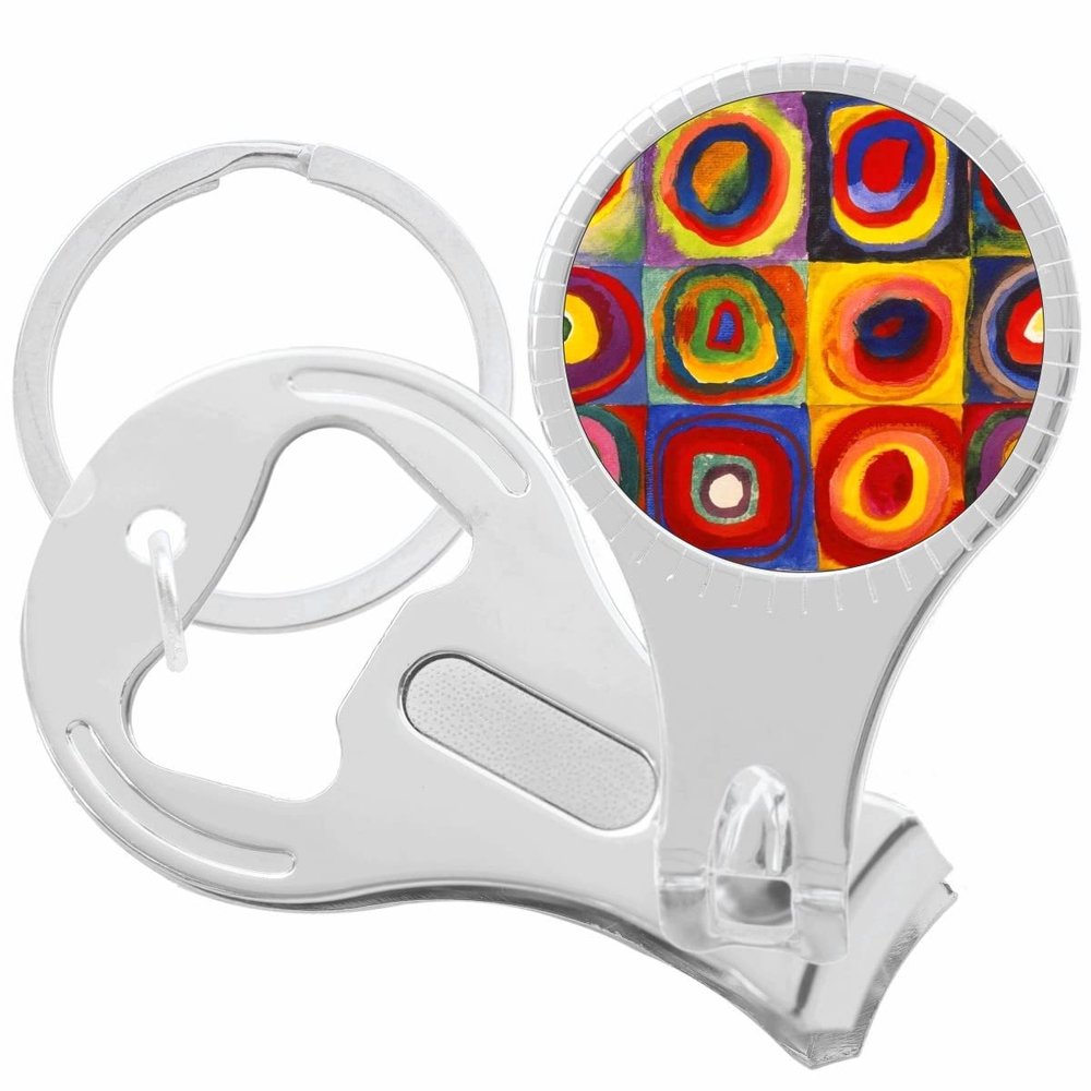 Squares with Concentric Circles Nail Clippers Plus Bottle Opener Keychain