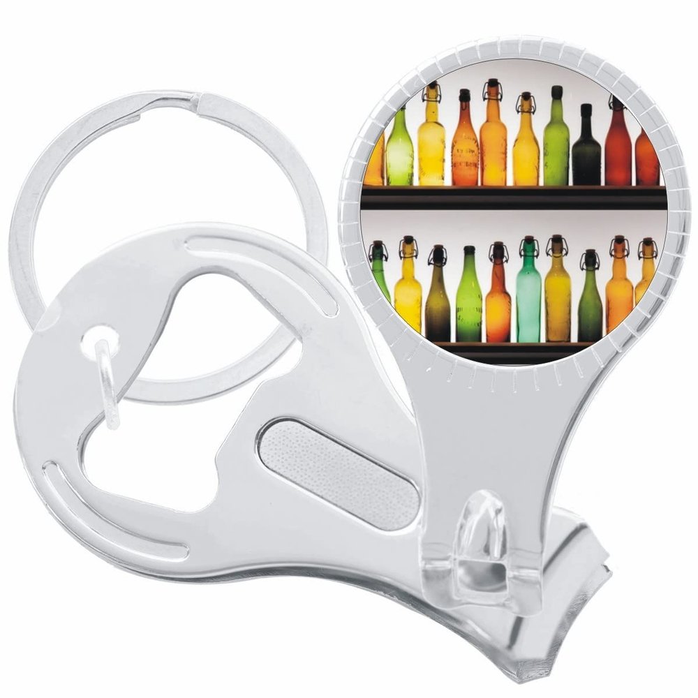 Colorful Bottles Nail Clippers Plus Bottle Opener Keychain