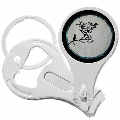 Cat on Tree Moon Nail Clippers Plus Bottle Opener Keychain